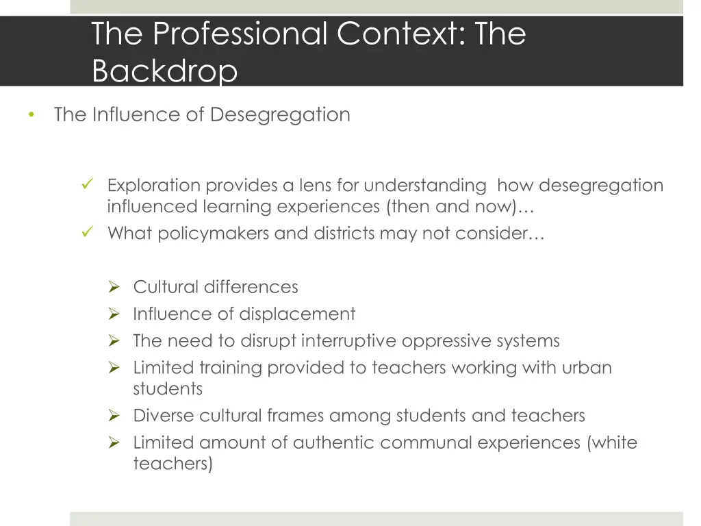 the professional context the backdrop