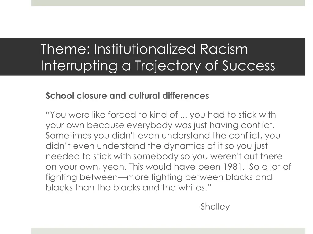theme institutionalized racism interrupting 1
