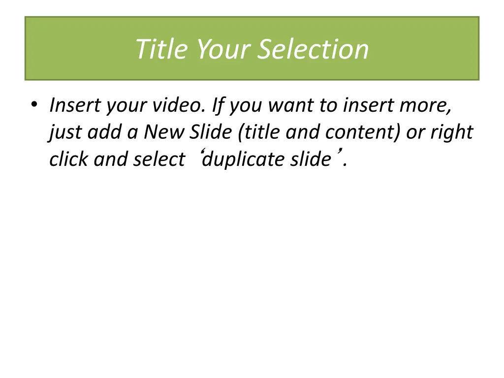 title your selection title your selection