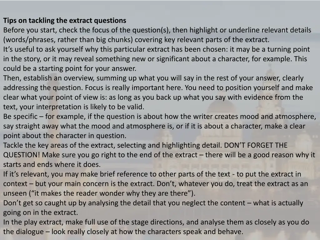 tips on tackling the extract questions before