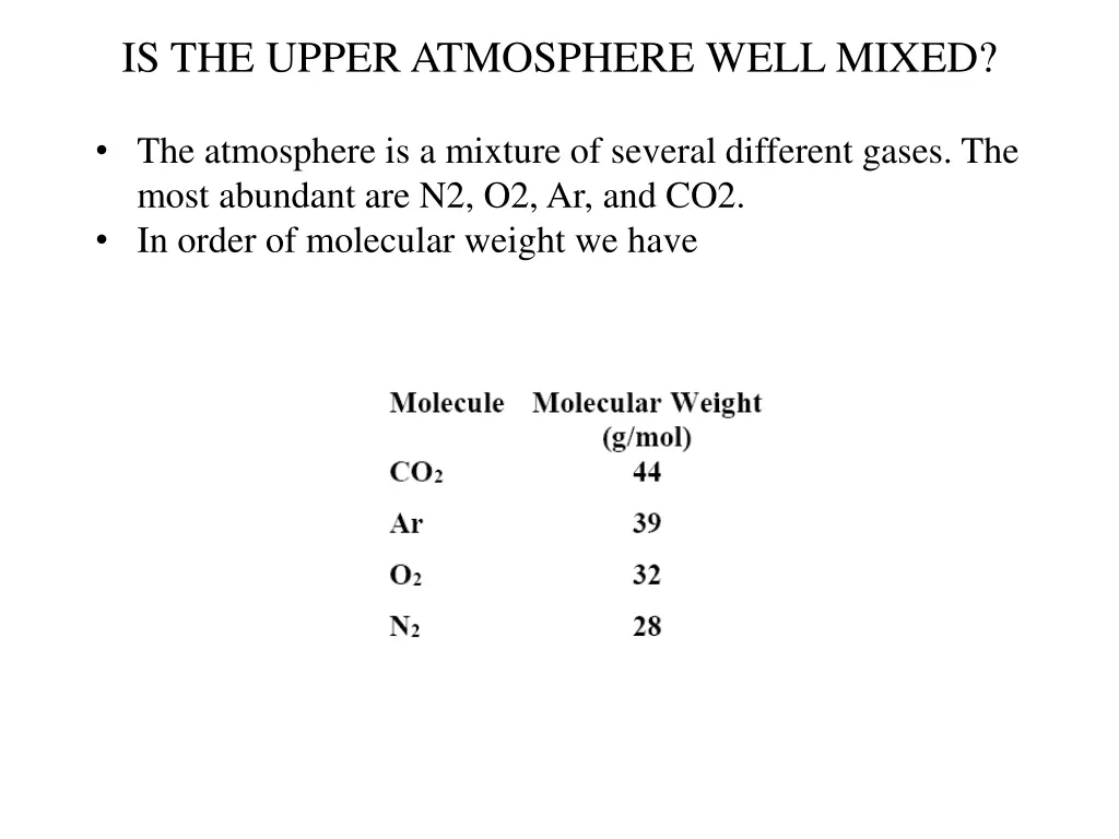 is the upper atmosphere well mixed