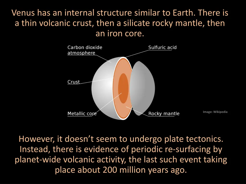 venus has an internal structure similar to earth