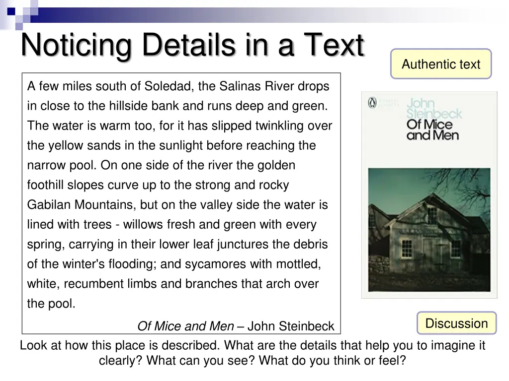 noticing details in a text