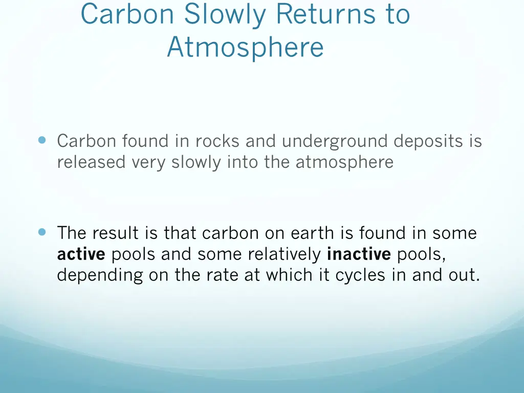 carbon slowly returns to atmosphere