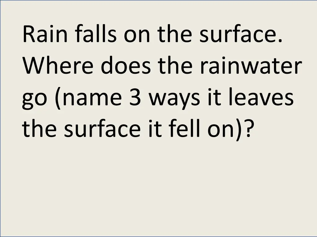rain falls on the surface where does