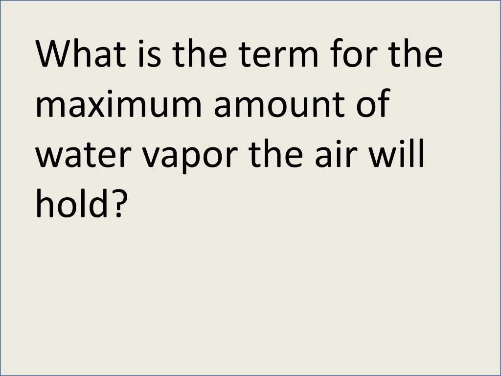 what is the term for the maximum amount of water