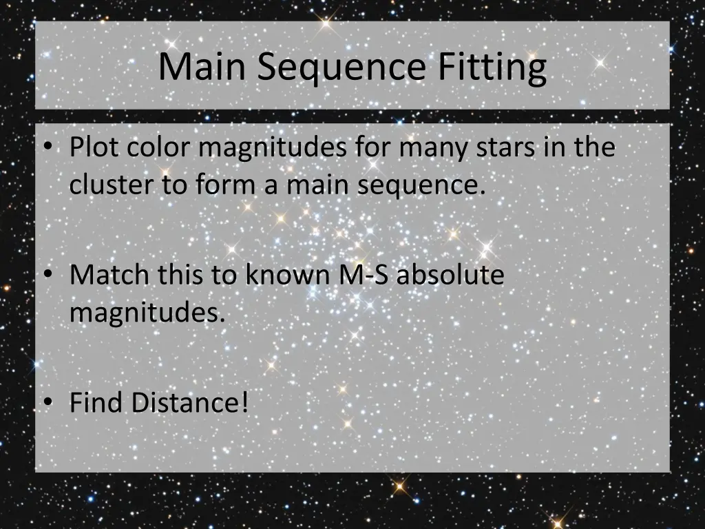 main sequence fitting