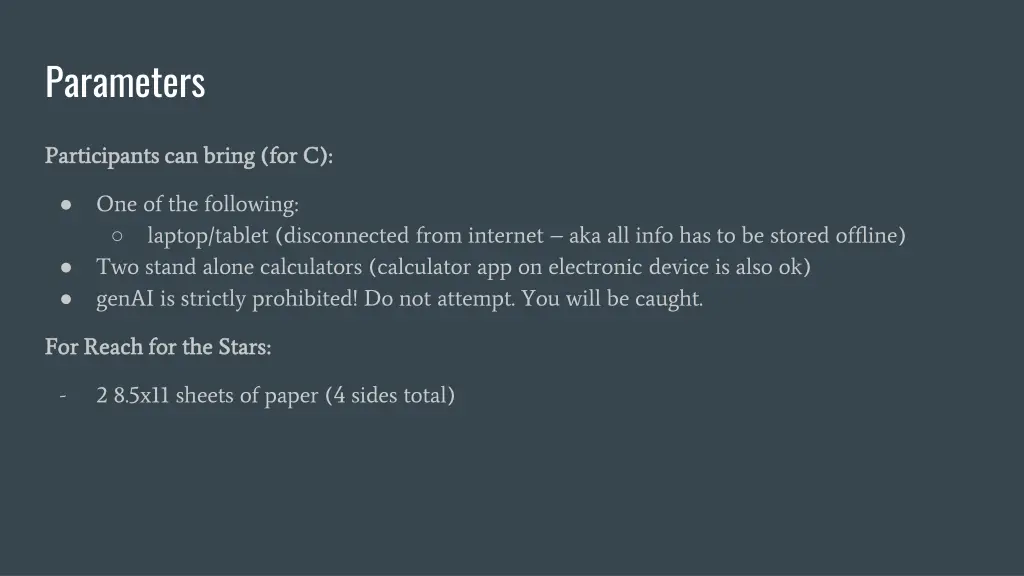 parameters