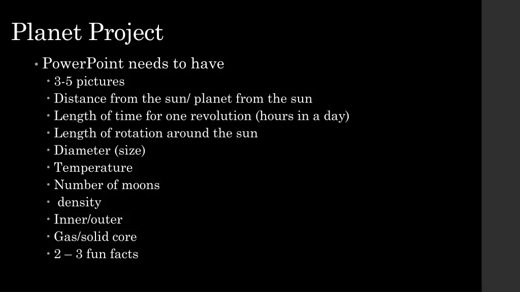planet project