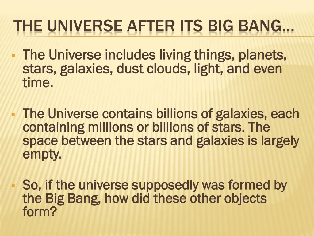 the universe after its big bang
