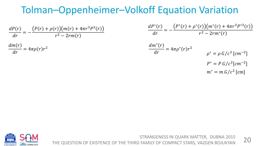 tolman oppenheimer volkoff equation variation 1