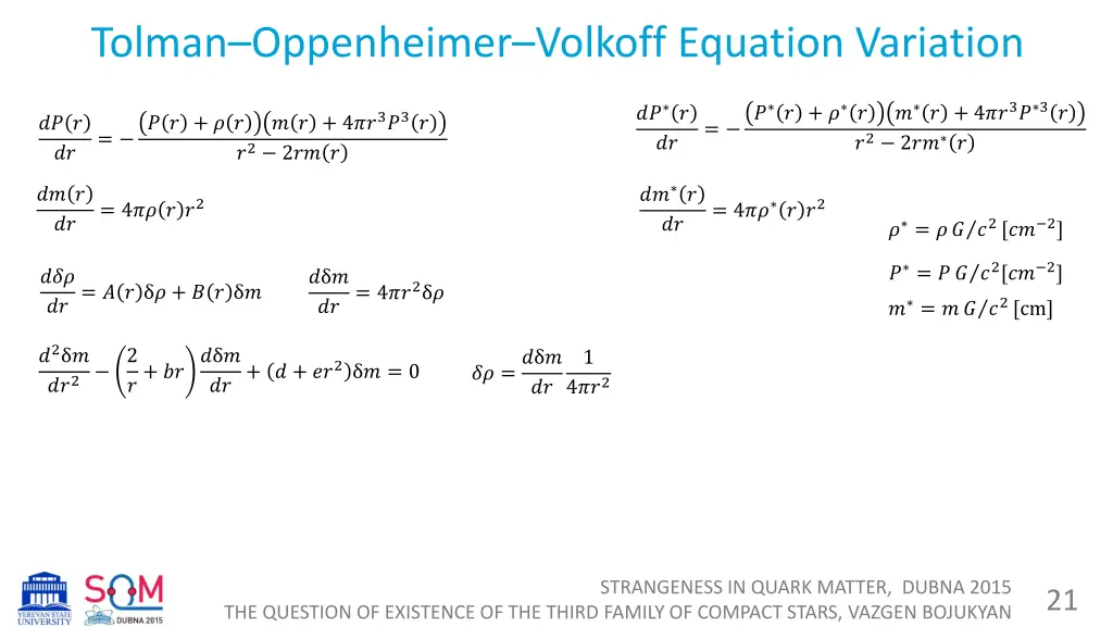 tolman oppenheimer volkoff equation variation 2