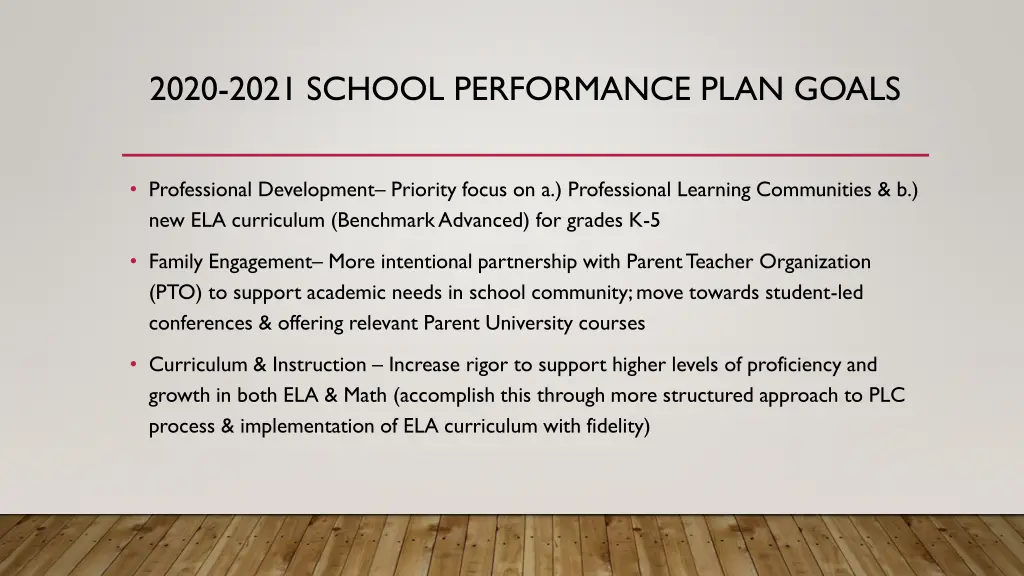 2020 2021 school performance plan goals