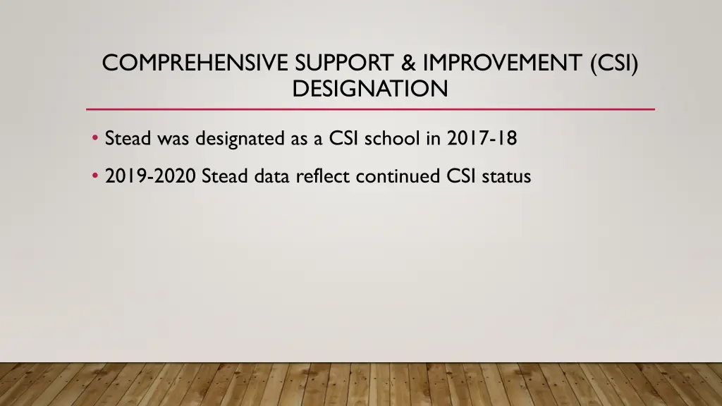 comprehensive support improvement csi designation