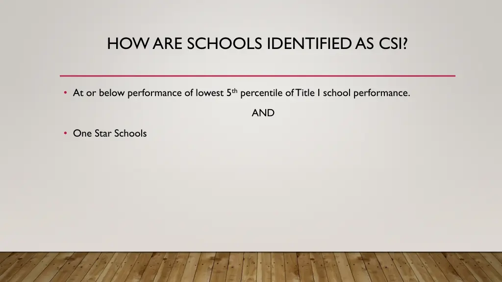 how are schools identified as csi