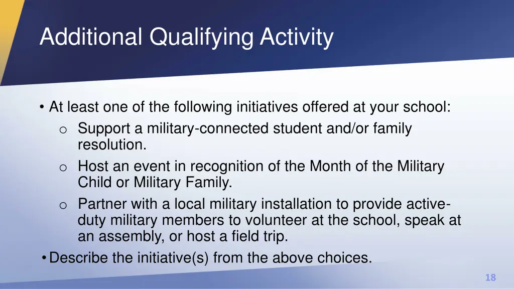 additional qualifying activity