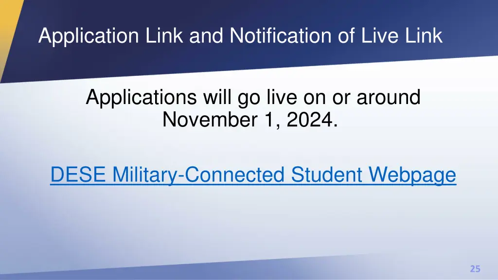application link and notification of live link