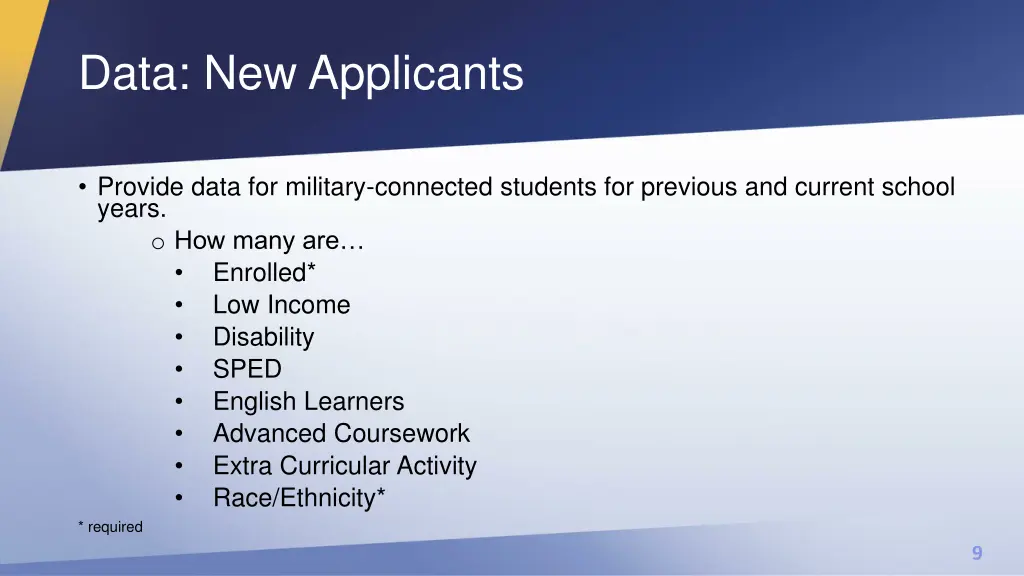 data new applicants