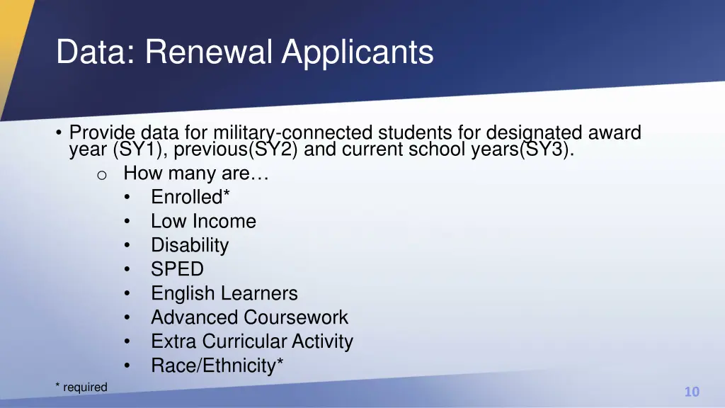 data renewal applicants