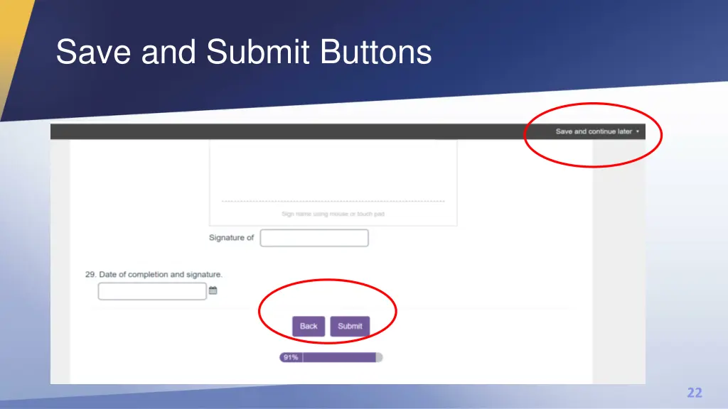save and submit buttons