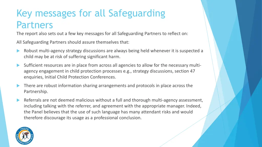 key messages for all safeguarding partners