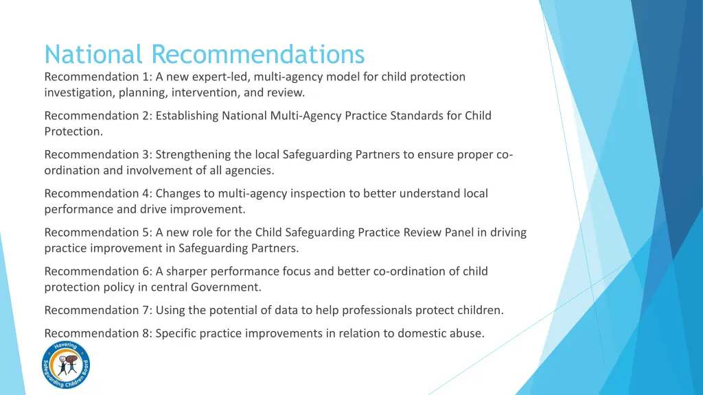 national recommendations recommendation