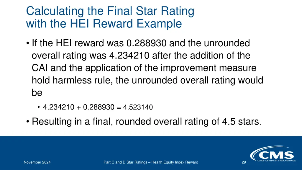 calculating the final star rating with 1