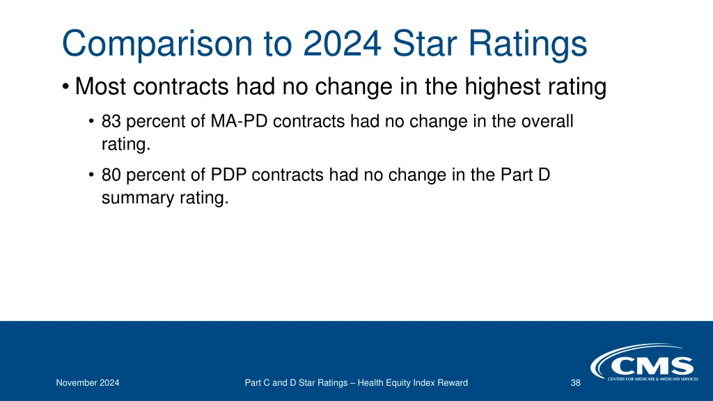 comparison to 2024 star ratings most contracts