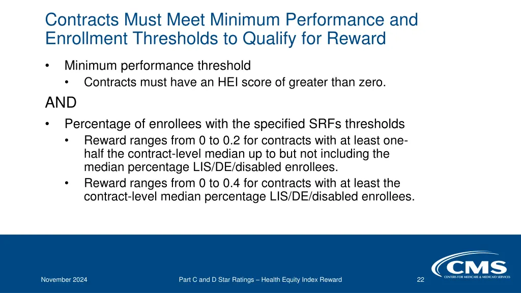 contracts must meet minimum performance