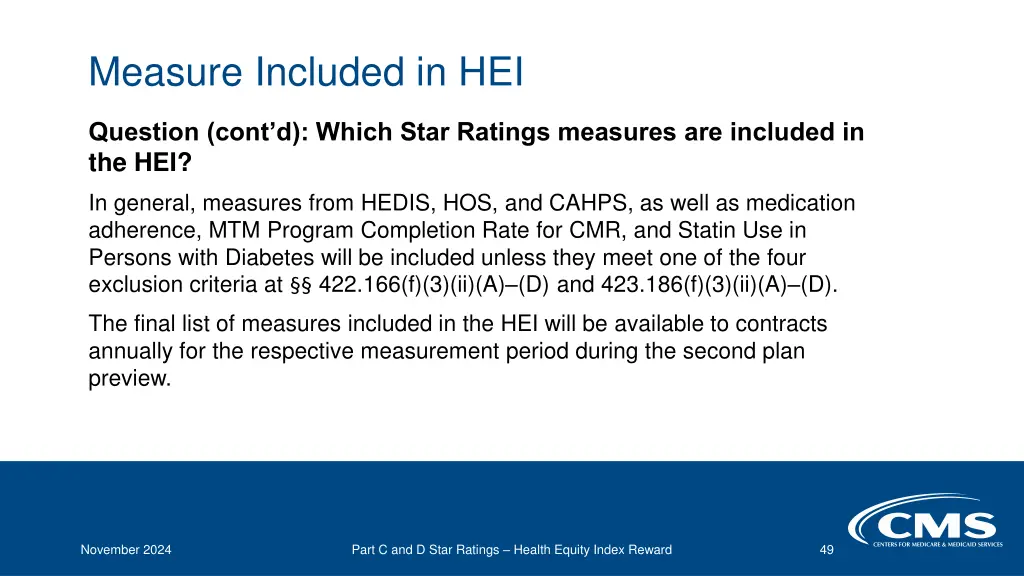 measure included in hei