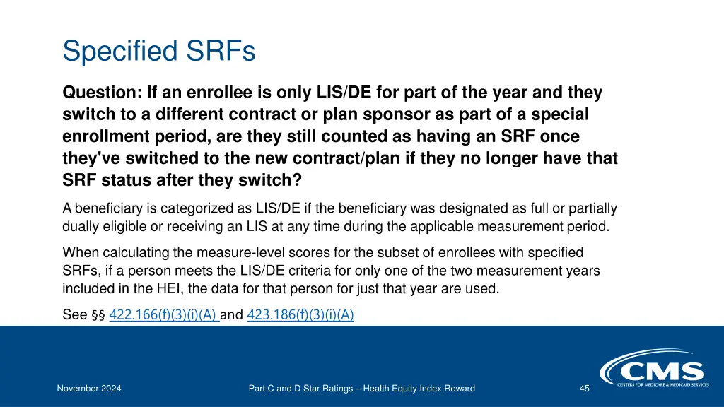 specified srfs 3