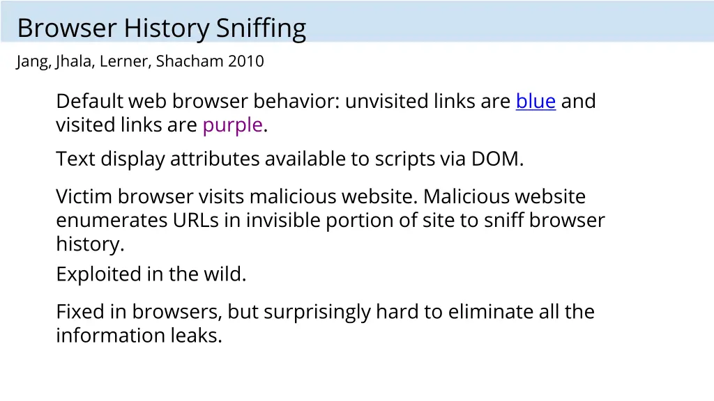 browser history sniffing jang jhala lerner