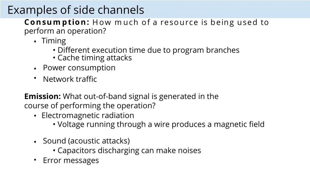 examples of side channels consum ption how much