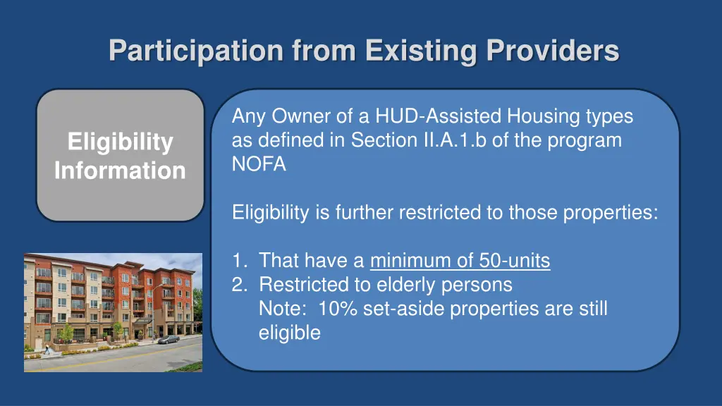 participation from existing providers