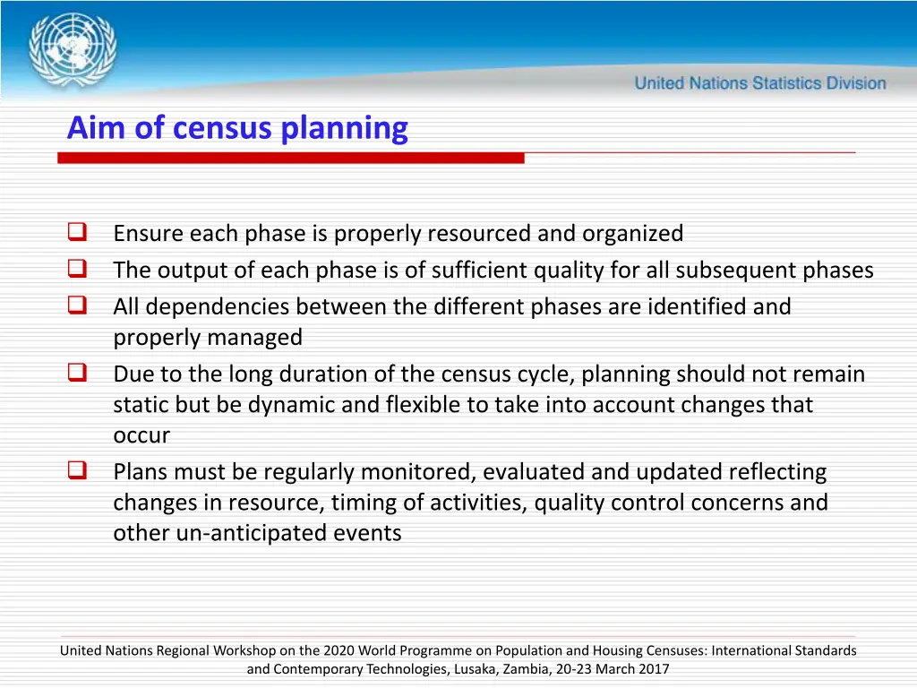aim of census planning