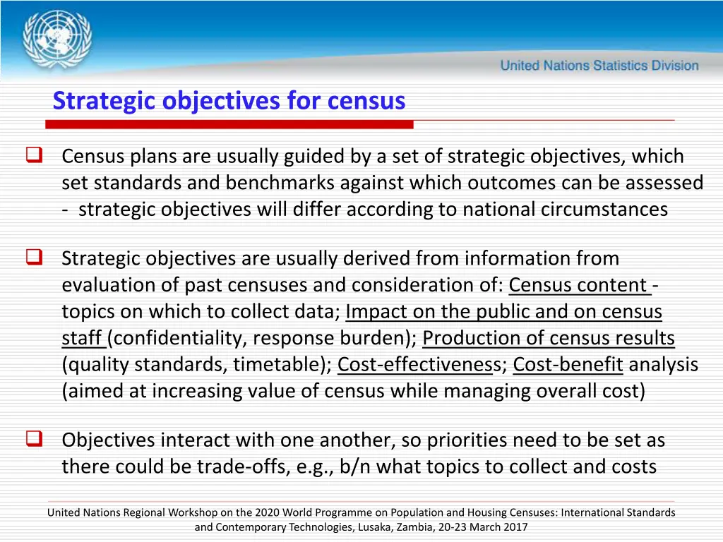 strategic objectives for census