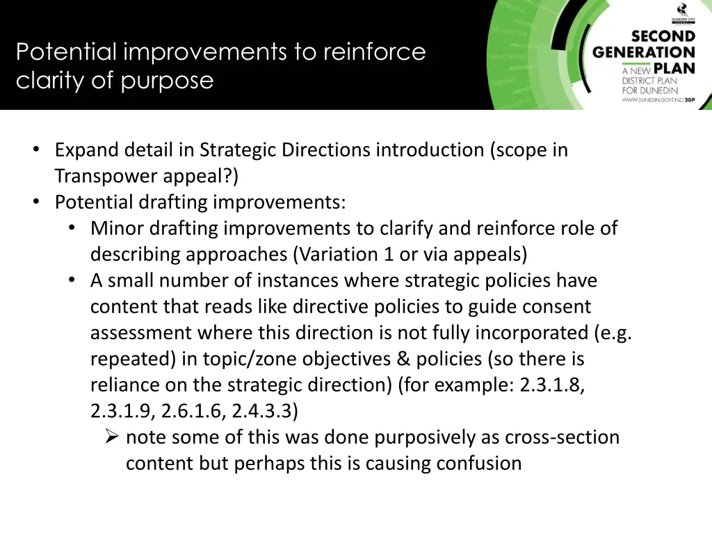 potential improvements to reinforce clarity