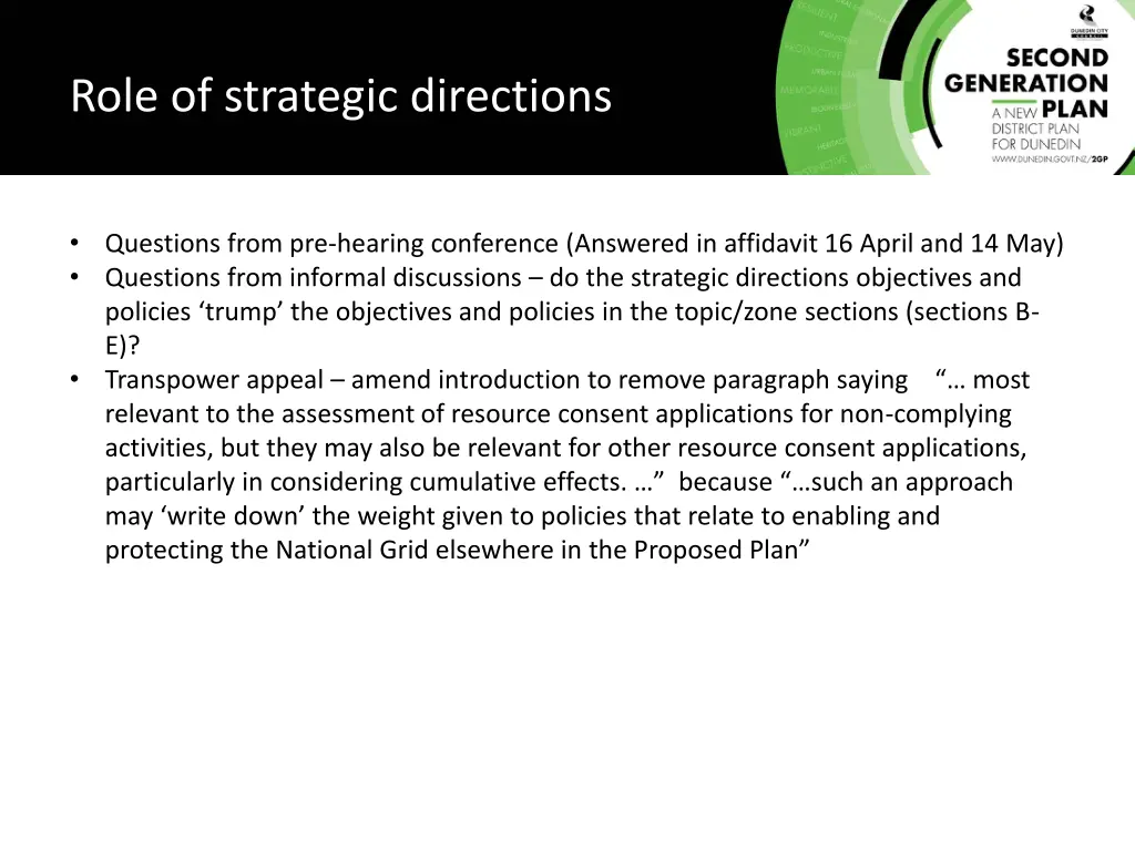 role of strategic directions