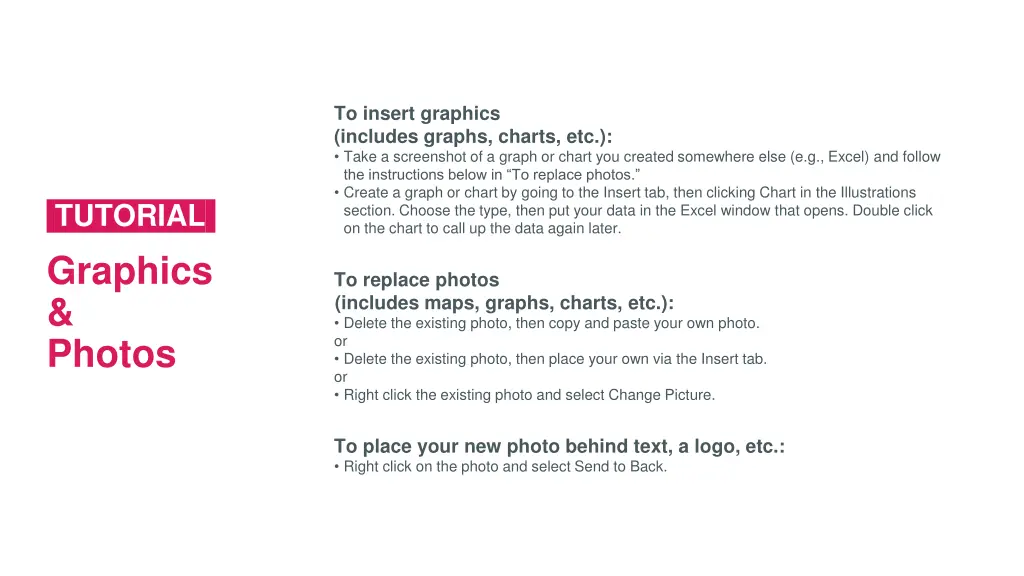 to insert graphics includes graphs charts