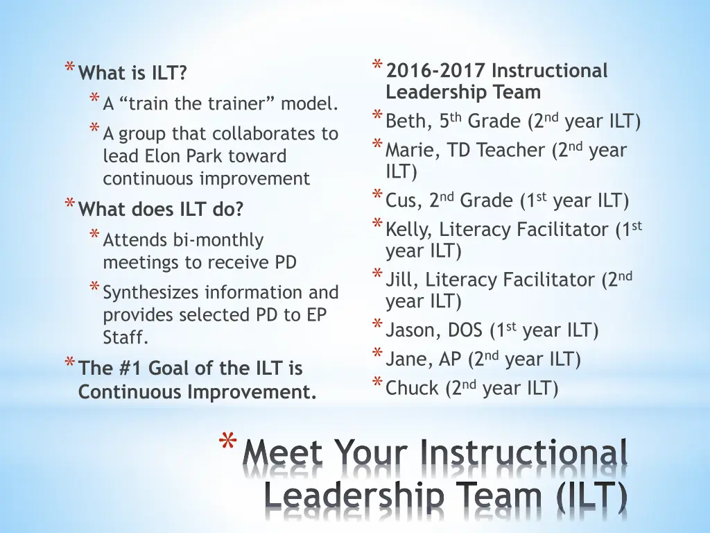 2016 2017 instructional leadership team beth