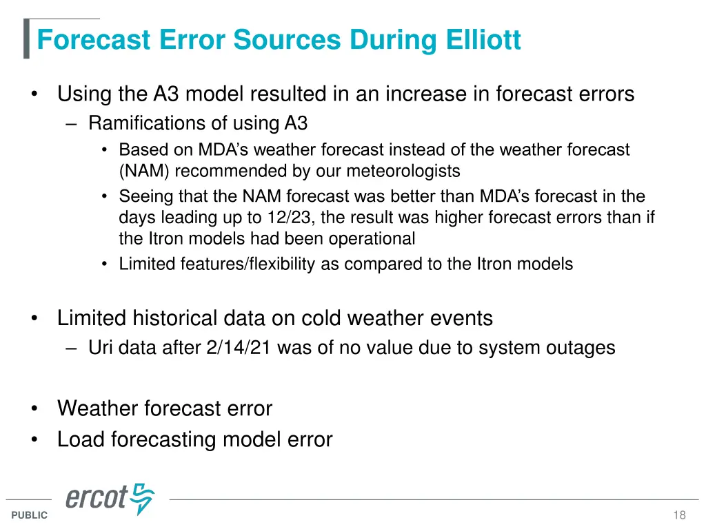 forecast error sources during elliott