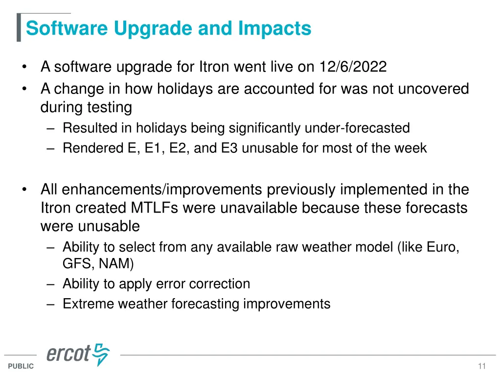software upgrade and impacts