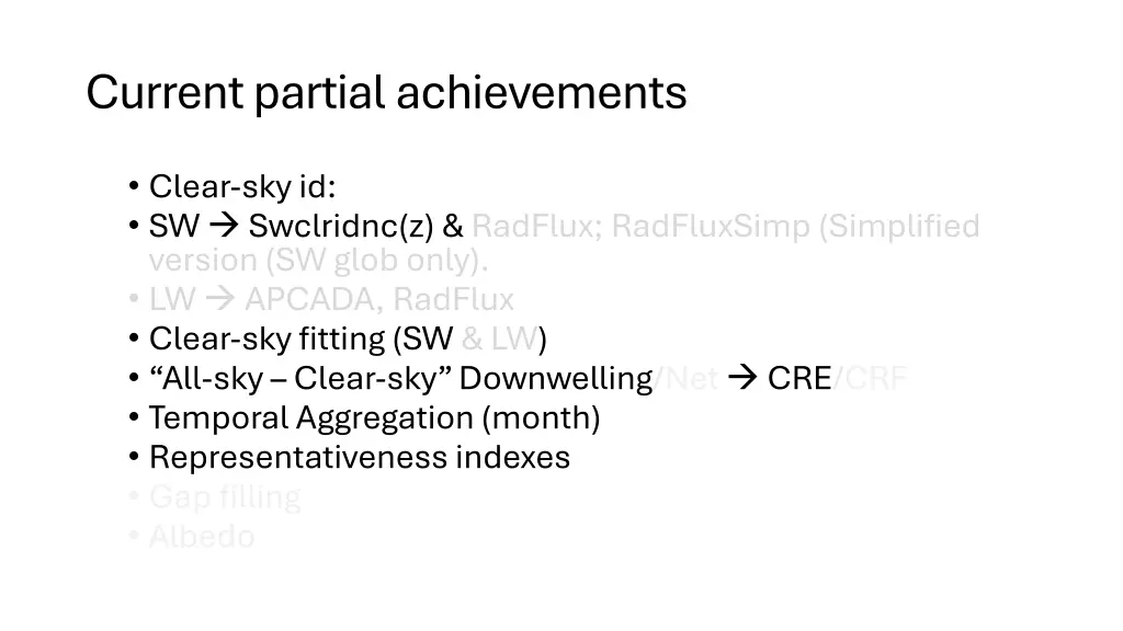 current partial achievements