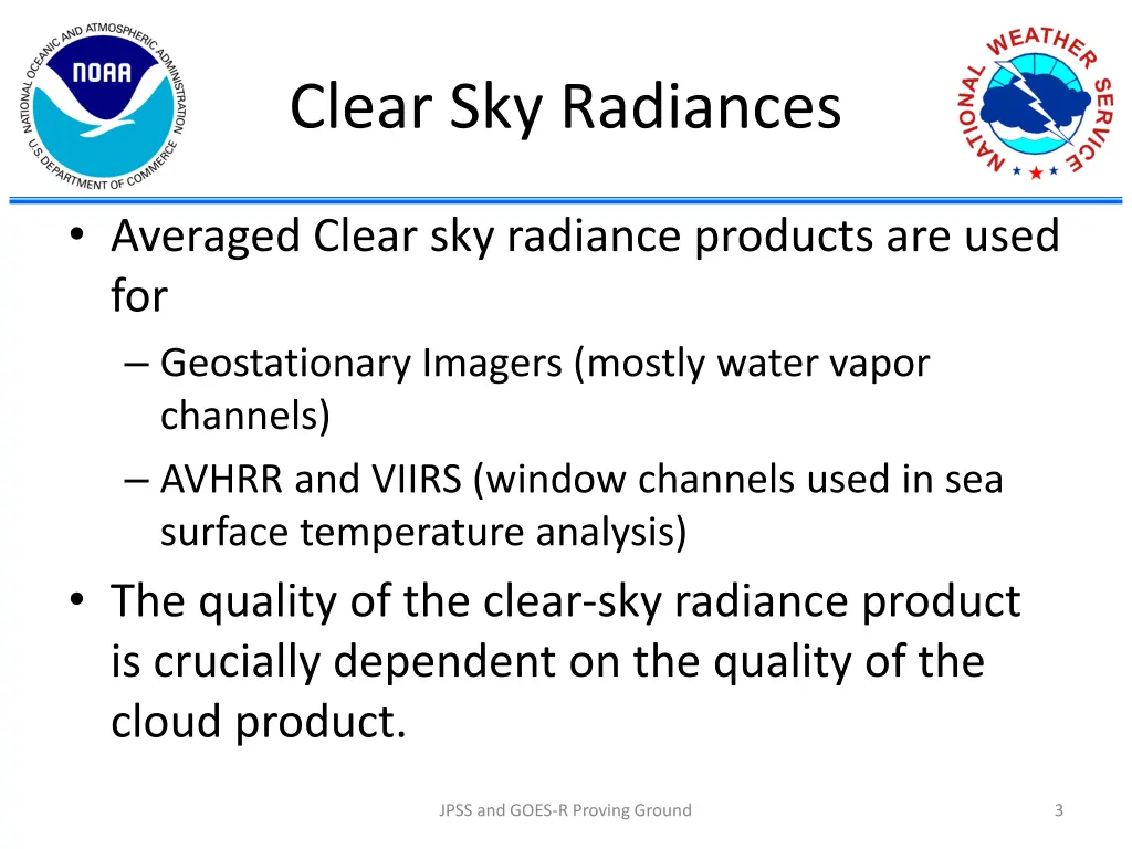 clear sky radiances