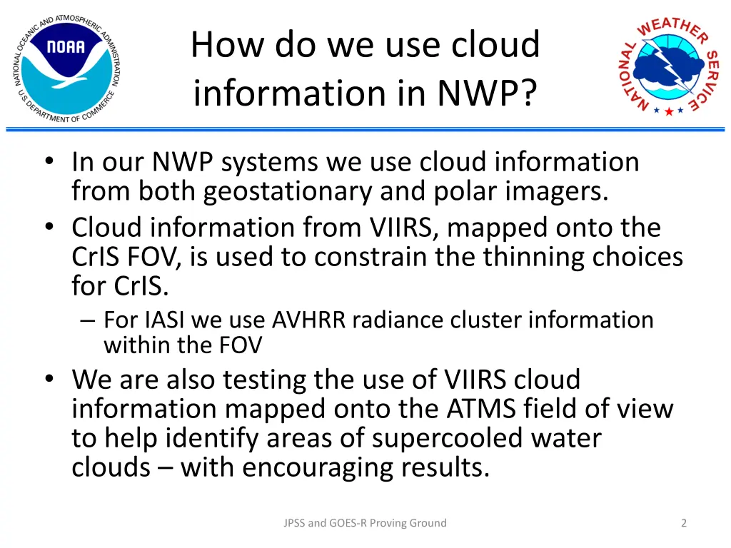 how do we use cloud information in nwp