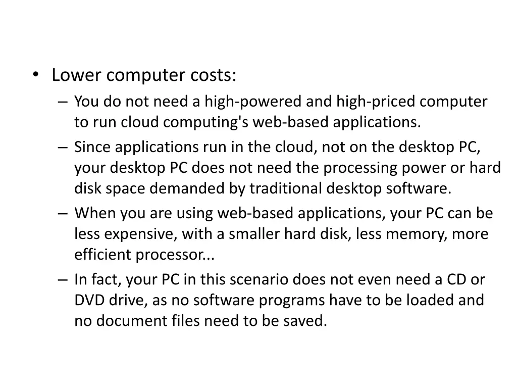 advantages of cloud computing lower computer