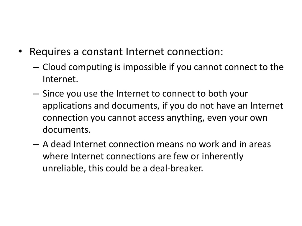 disadvantages of cloud computing