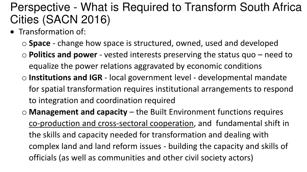 perspective what is required to transform south