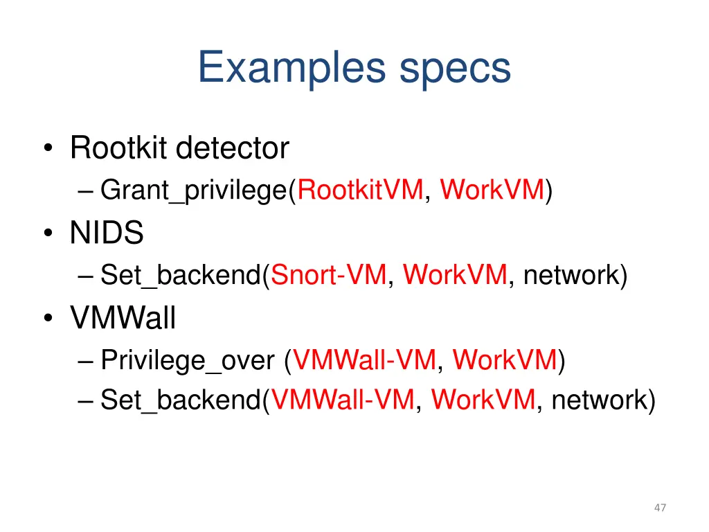 examples specs