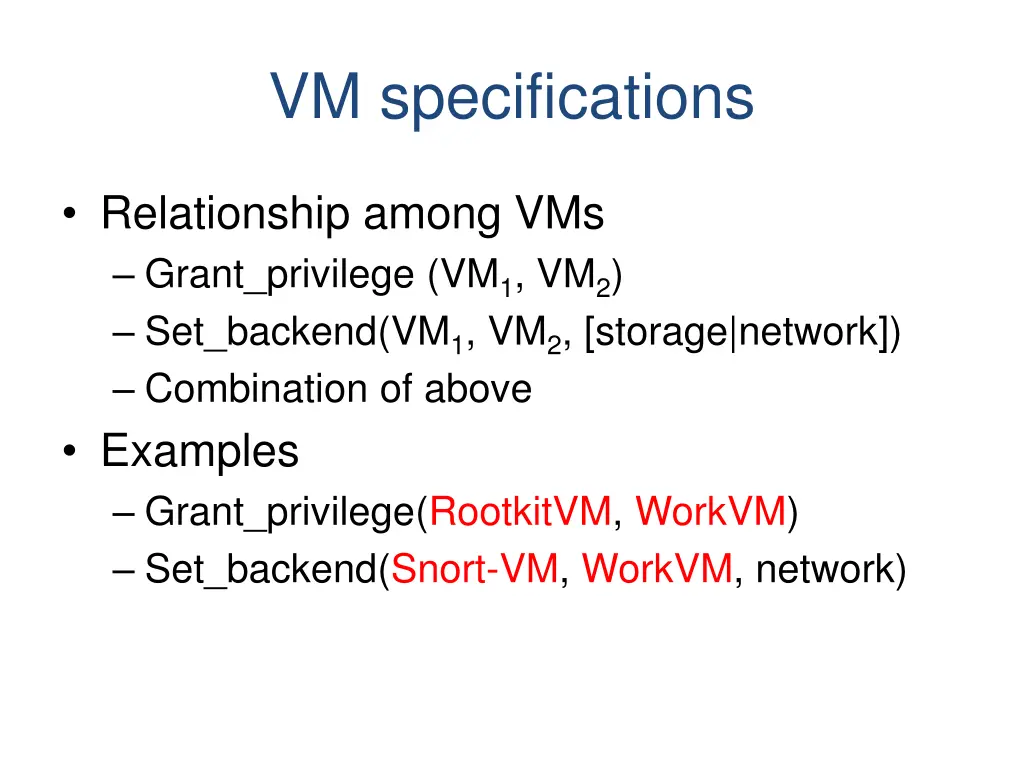 vm specifications